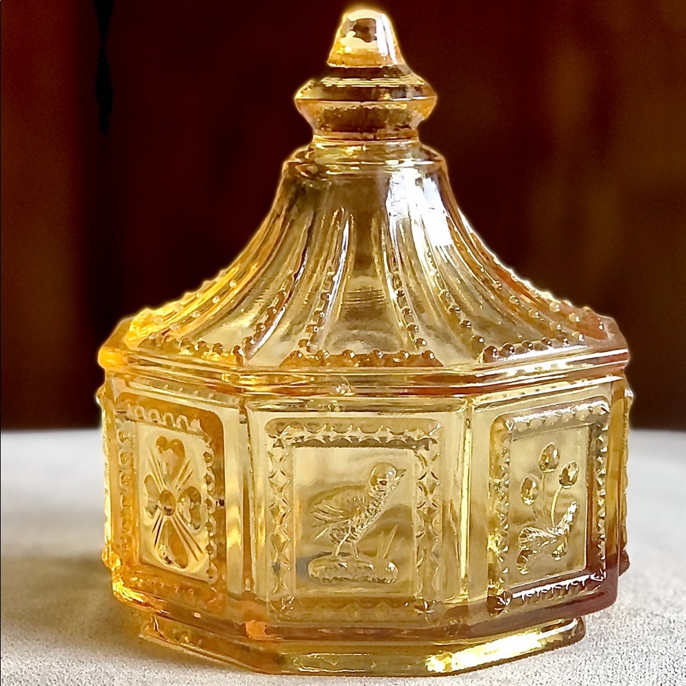 Imperial Vintage Yellow Candy Dish with Lid